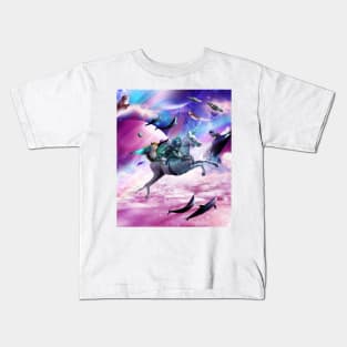 Frog Bearded Dragon Squirrel On Rainbow Unicorn Kids T-Shirt